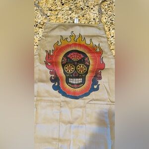 Day of the Dead Skull Kitchen Apron with pockets.